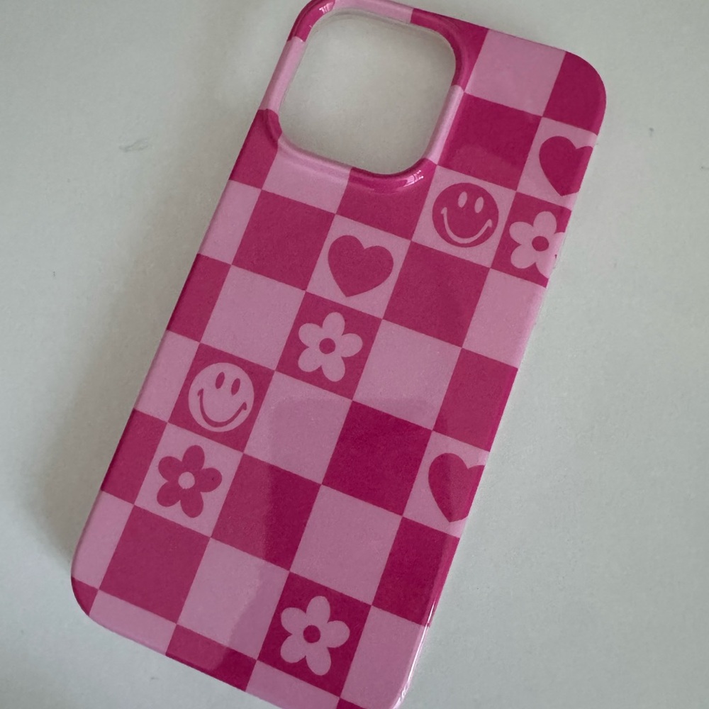 iPhone 15 Pro Max Pink Checker Case
